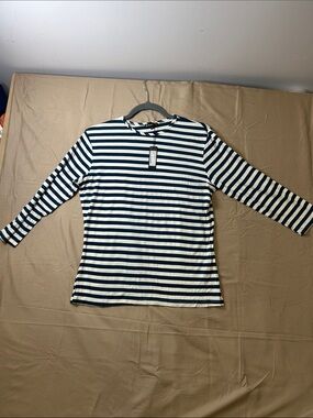 Paniz Navy & White Striped Long Sleeve Tee Shirt